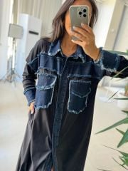 Dr 8144 Laci Denim Gömlek Elbise