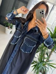 Dr 8144 Laci Denim Gömlek Elbise