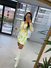 Mein pistaziengrünes Wickel-Bleistiftkleid