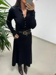 Po 2612 Gold Çıt Çıtlı Siyah Triko