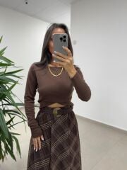 Mz 22800 Kayık Yaka A. Kahve Bluz