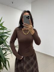Mz 22800 Kayık Yaka A. Kahve Bluz