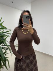 Mz 22800 Kayık Yaka A. Kahve Bluz