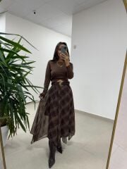 Mz 22800 Kayık Yaka A. Kahve Bluz