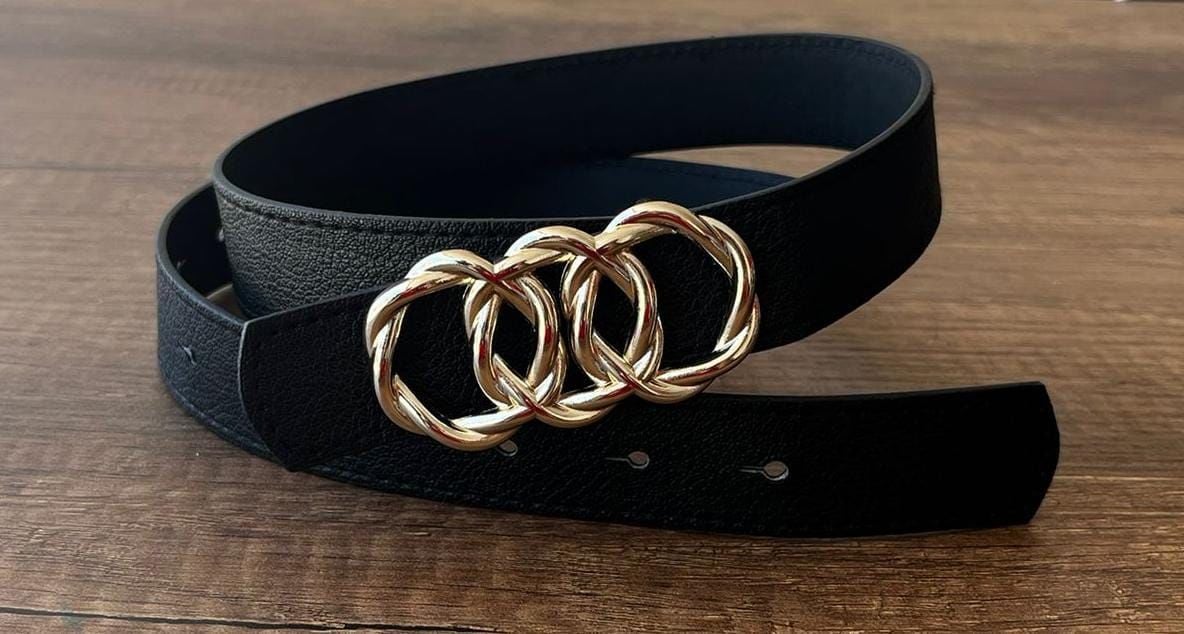 7870 Halka Geçişli Gold Siyah Kemer