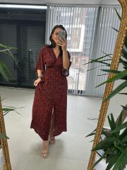 My 3154 Kırmızı Şal Desen Elbise