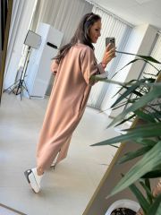 Dr 8161 Gömlek Yaka Detaylı Kahve Modal Elbise
