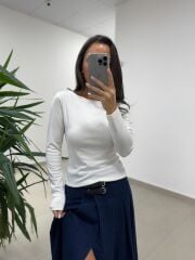 Mz 22800 Kayık Yaka Ekru Bluz
