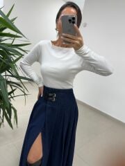 Mz 22800 Kayık Yaka Ekru Bluz