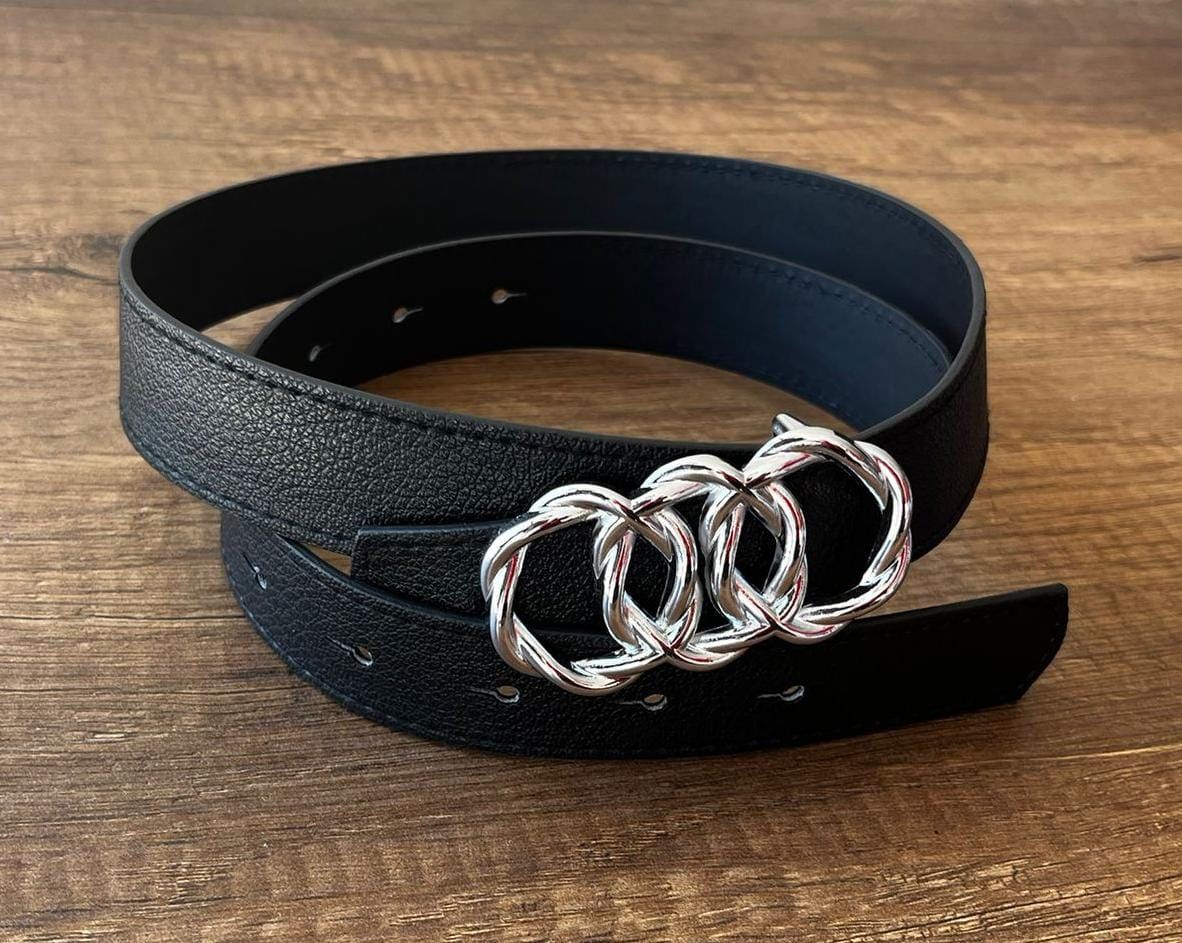 7870 Halka Geçişli Gümüş  Siyah Kemer