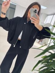 Nx 7166 Kraşlı Siyah Ceket Pantolon Takım