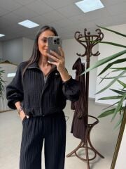 Nx 7166 Kraşlı Siyah Ceket Pantolon Takım