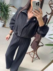 Nx 7166 Kraşlı Siyah Ceket Pantolon Takım