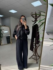 Nx 7166 Kraşlı Siyah Ceket Pantolon Takım