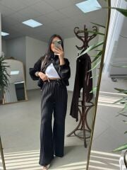 Nx 7166 Kraşlı Siyah Ceket Pantolon Takım