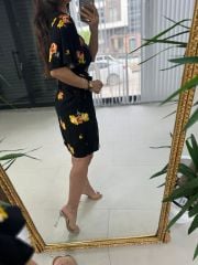 Mc 5865 Kruvaze Çiçekli Viskon Elbise