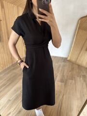 Siyah ön çapraz kuşaklı elbise