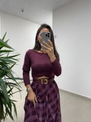 Mz 22800 Kayık Yaka Mürdüm Bluz