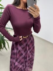 Mz 22800 Kayık Yaka Mürdüm Bluz