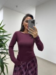 Mz 22800 Kayık Yaka Mürdüm Bluz