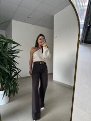 Spt 1077 Palazzo Kahve  Denim Pantolon