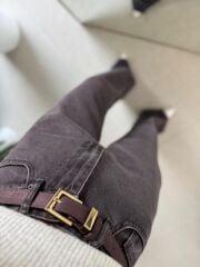 Spt 1077 Palazzo Kahve  Denim Pantolon