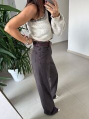 Spt 1077 Palazzo Kahve  Denim Pantolon