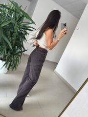 Spt 1077 Palazzo Kahve  Denim Pantolon