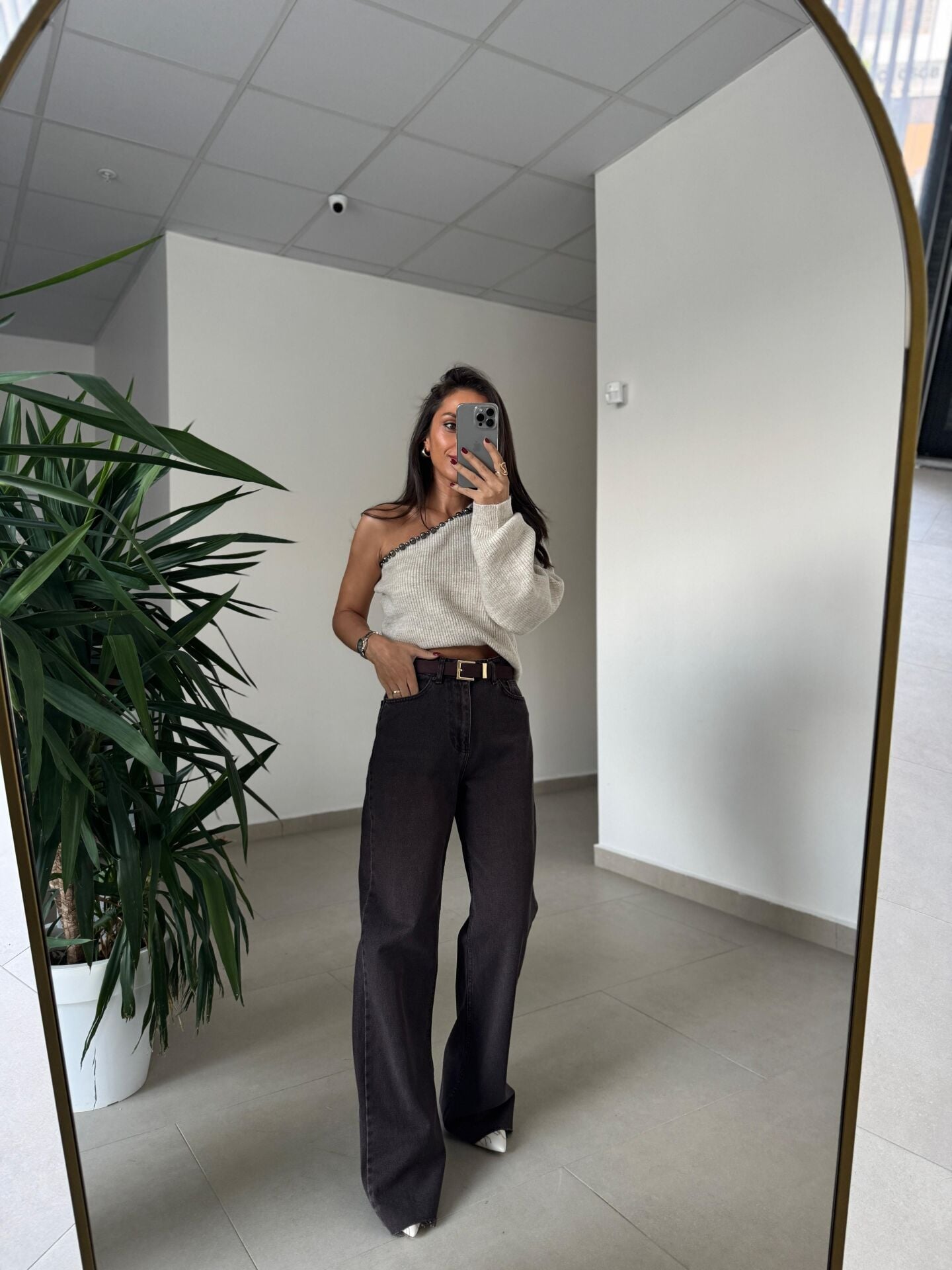 Spt 1077 Palazzo Kahve  Denim Pantolon