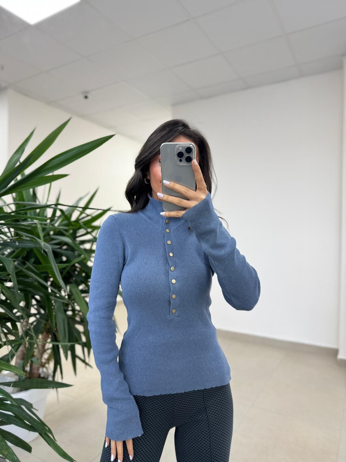 Mz 22694 Mavi Çıtçıtlı Triko