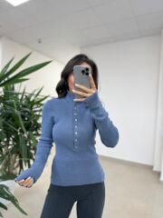 Mz 22694 Mavi Çıtçıtlı Triko