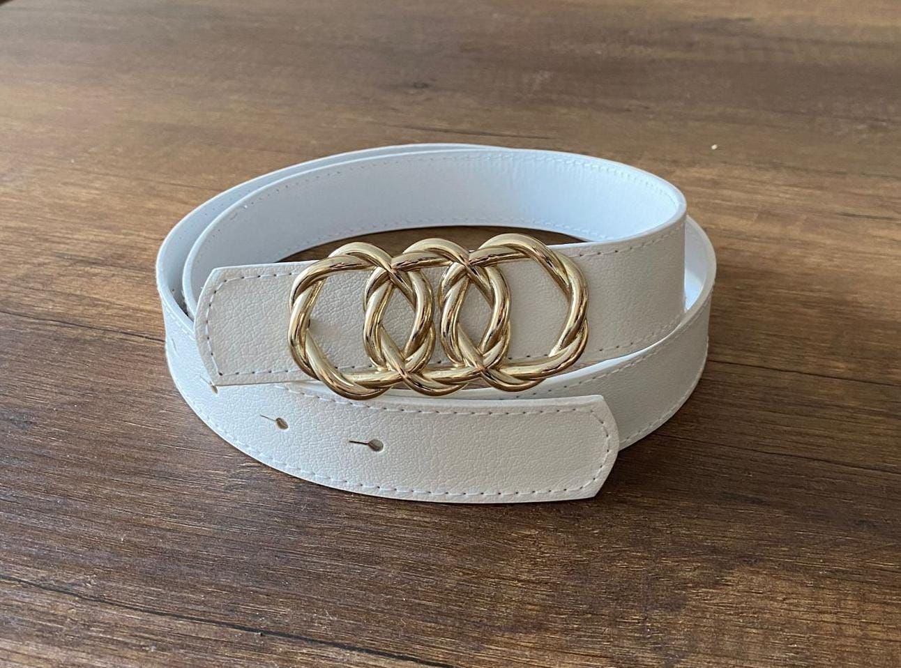 7870 Halka Geçişli Beyaz Kemer