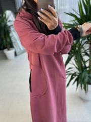 Dr 8087 Bordo Kapüşonlu Sweat Elbise