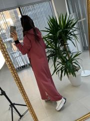 Dr 8087 Bordo Kapüşonlu Sweat Elbise