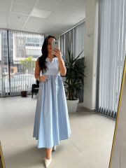 Dr 8419 Tasarım Bebe Mavi Kolsuz V Yaka Elbise