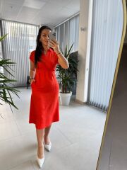 Ms Oranj Ön Çapraz Kuşaklı Elbise