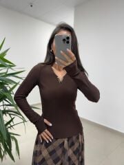 Mz 21502 A. Kahve Fitilli Bluz