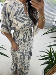 My 3409 Judge Collar Gray Transitional Dress