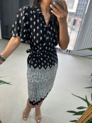 Mc 5865 Kuruvaze Su Yolu Viskon Elbise