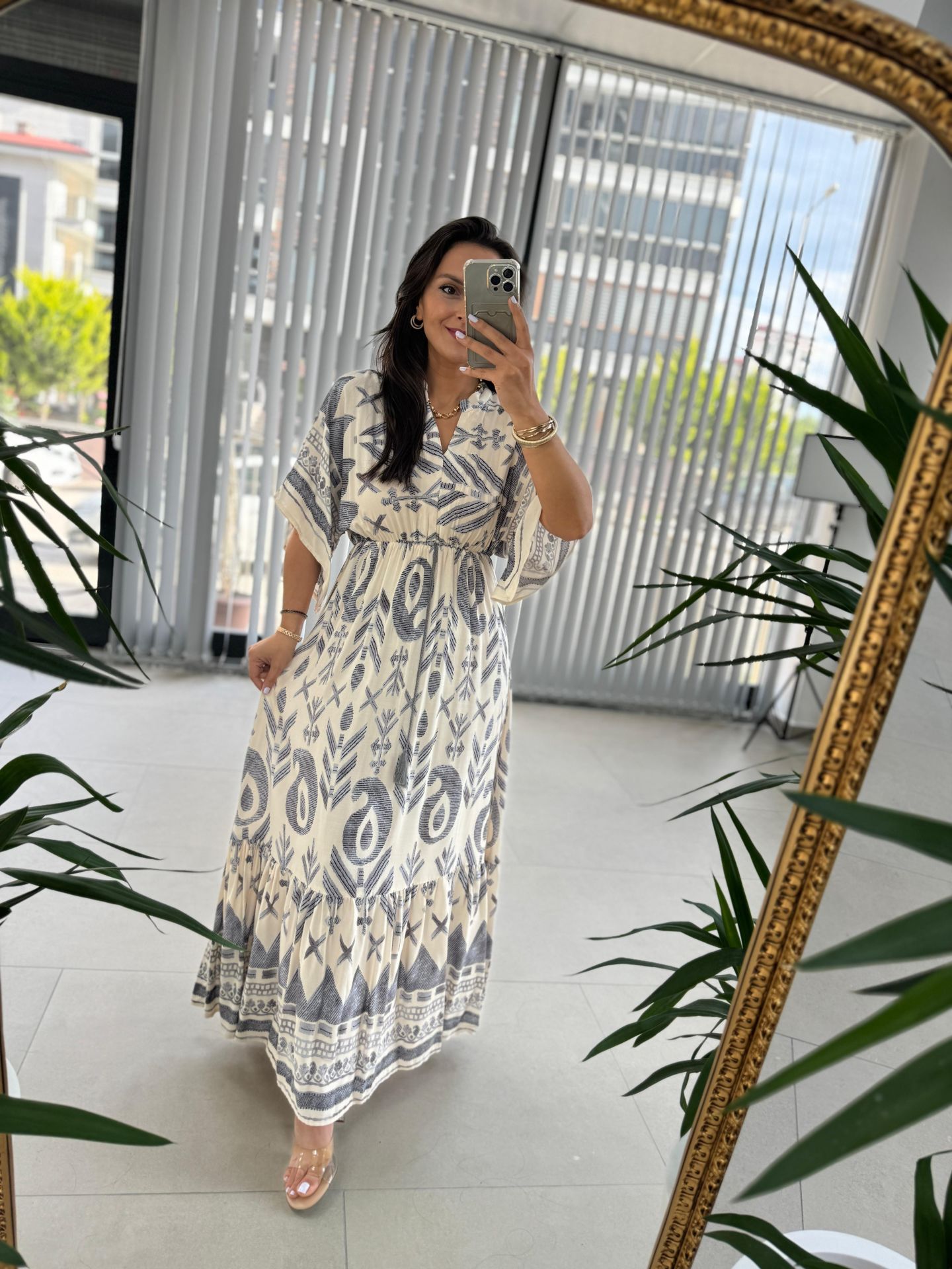 My 3409 Judge Collar Gray Transitional Dress