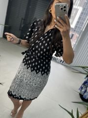 Mc 5865 Kuruvaze Su Yolu Viskon Elbise