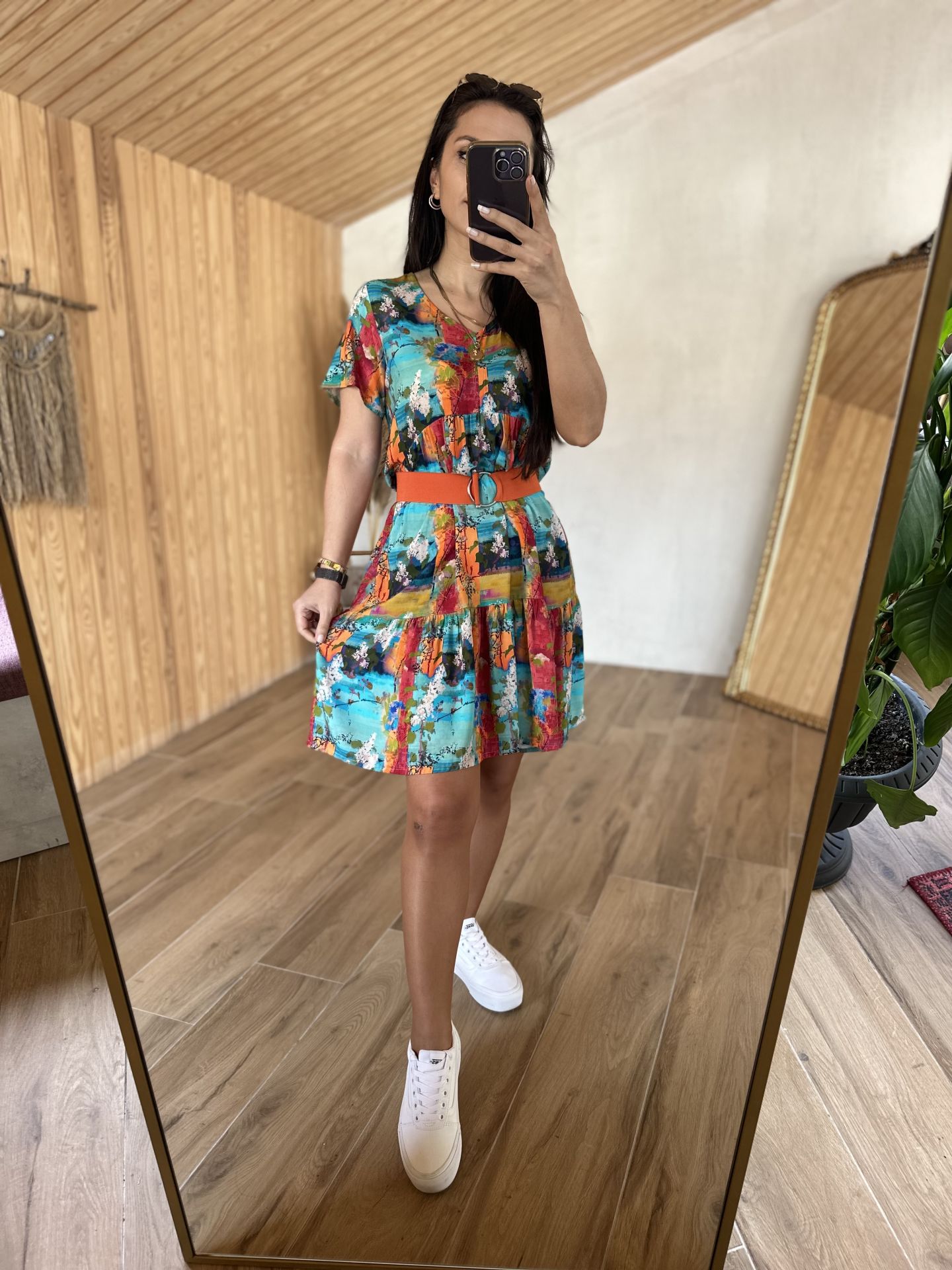 Mng orange transitional Batik dress