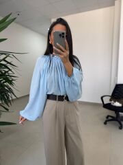 Fp 4959 Yaka Büzgülü Bebe Mavi Bluz