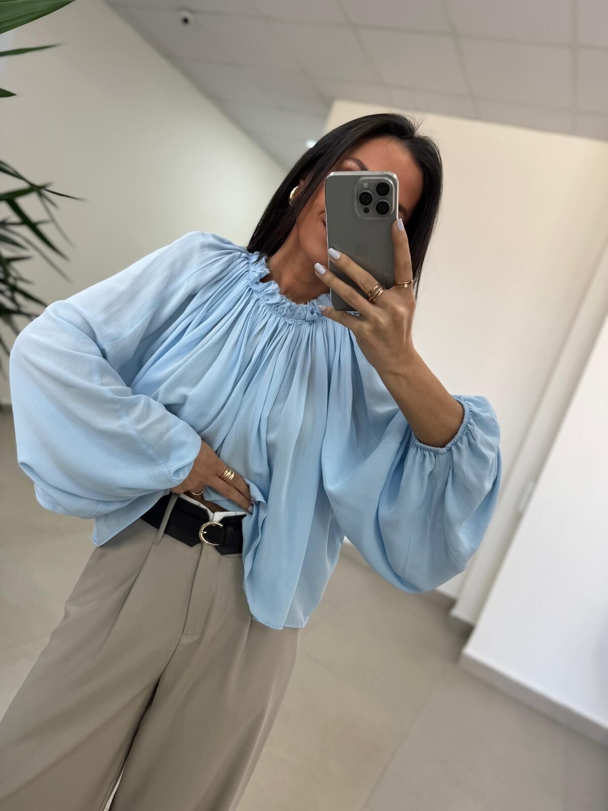 Fp 4959 Yaka Büzgülü Bebe Mavi Bluz