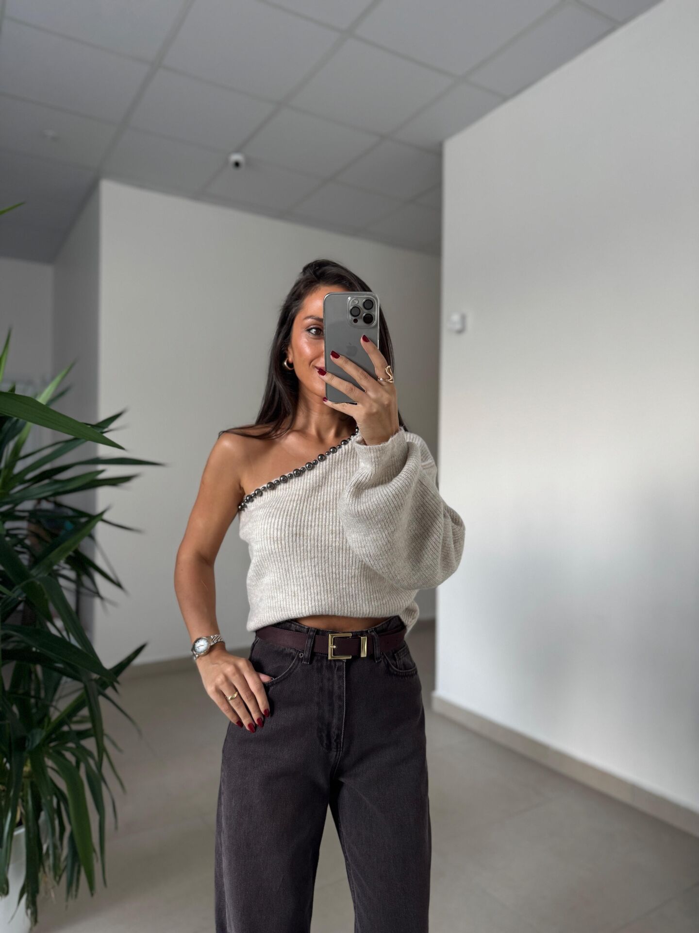 155 Gold Kare Tokalı A.Kahve Kemer