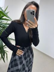 Mz 21502 Siyah Fitilli Bluz