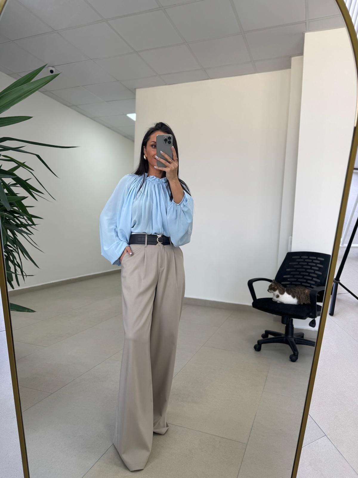 Fp 51304 Kemerli Poliviskon Taş Pantolon