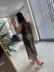 Sim Detaylı Kalem Tül Elbise