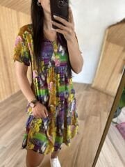 Mng yeşil geçişli Batik elbise