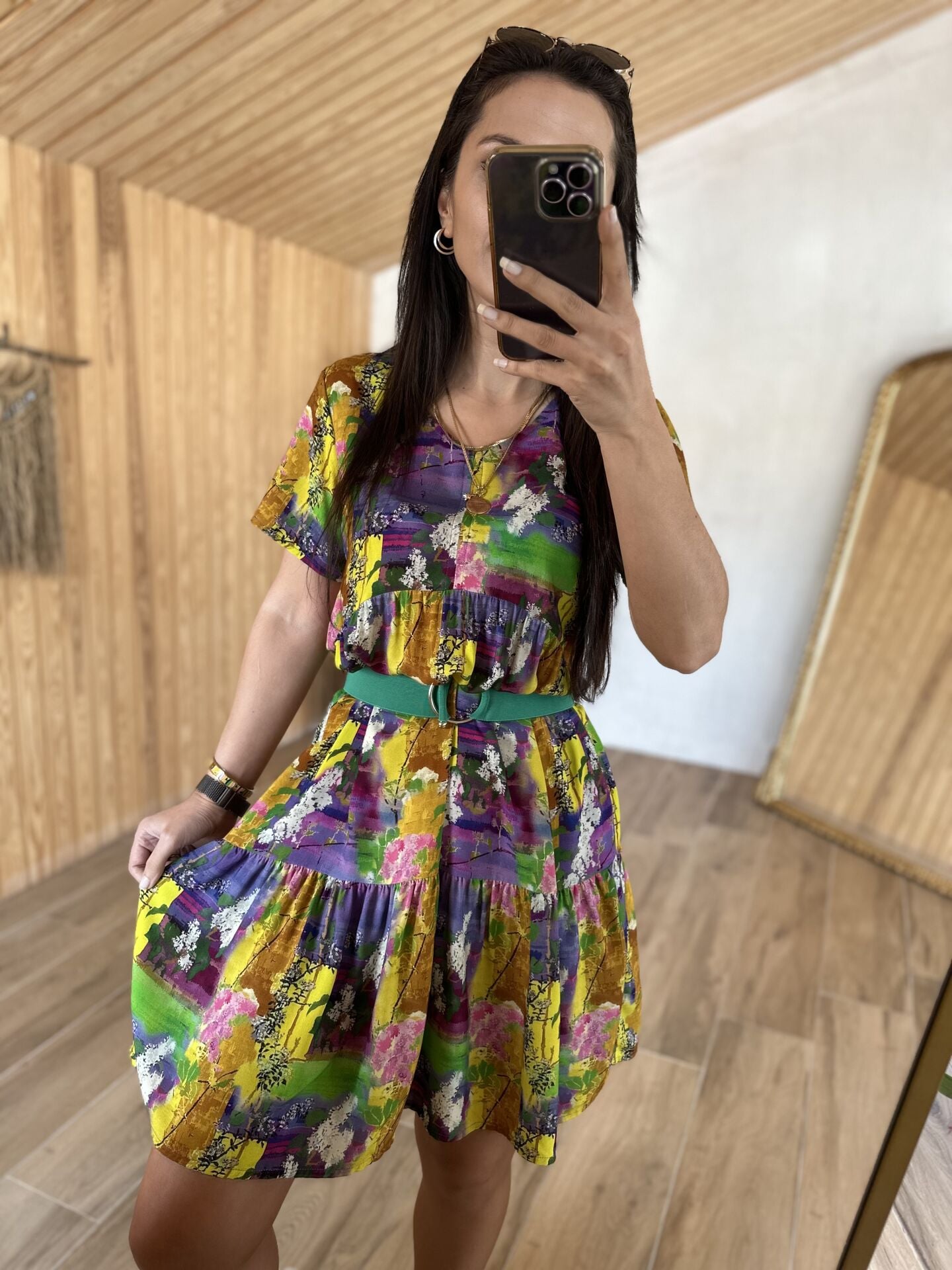 Mng yeşil geçişli Batik elbise